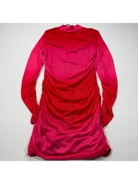 Privacy Wardrobe Dress Women's L Red Polyester Mini Bodycon Ruched Party Stretch